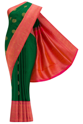 Green Dual Tone Soft Silk Saree